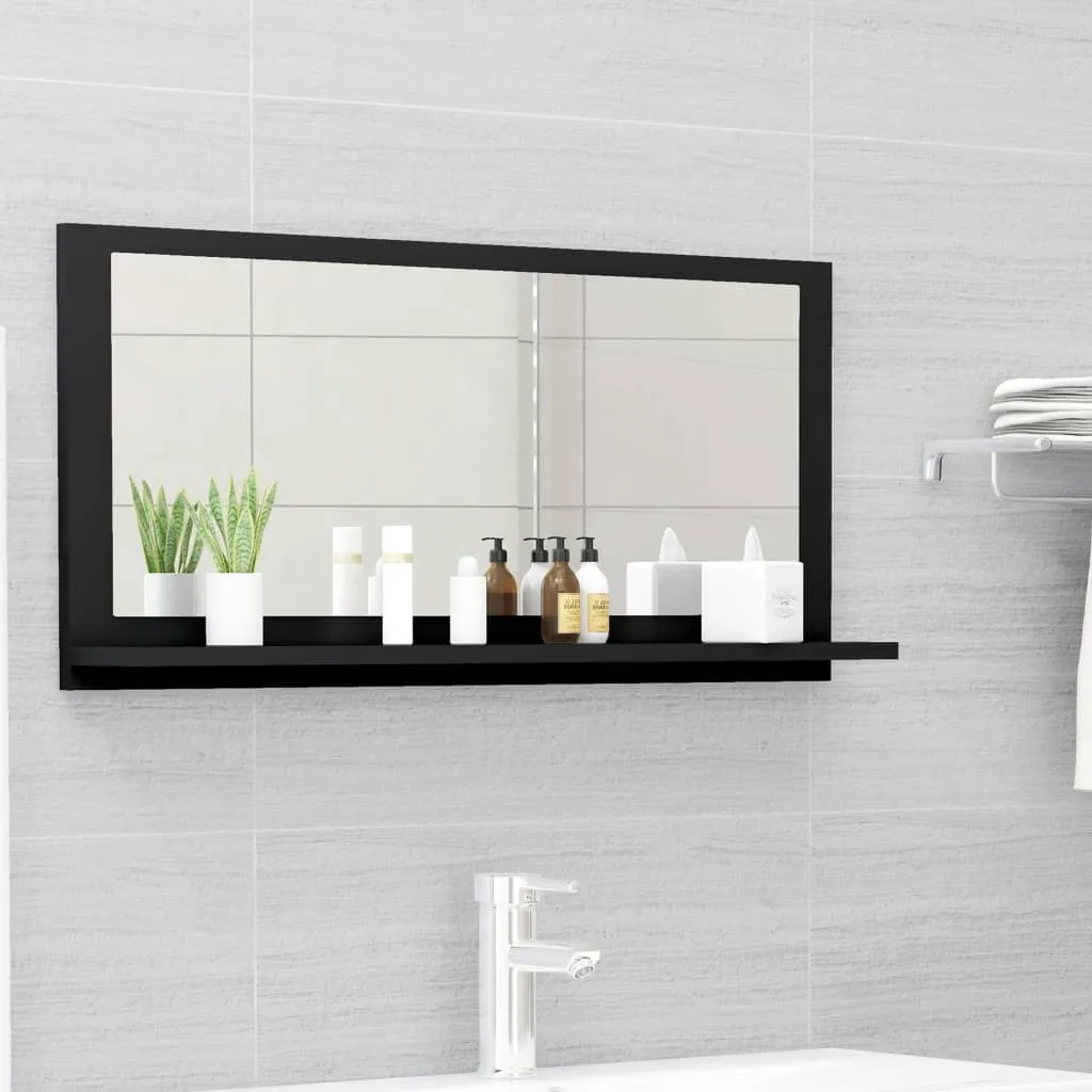 vidaXL Specchio da Bagno Nero 80x10,5x37 cm in Legno Multistrato