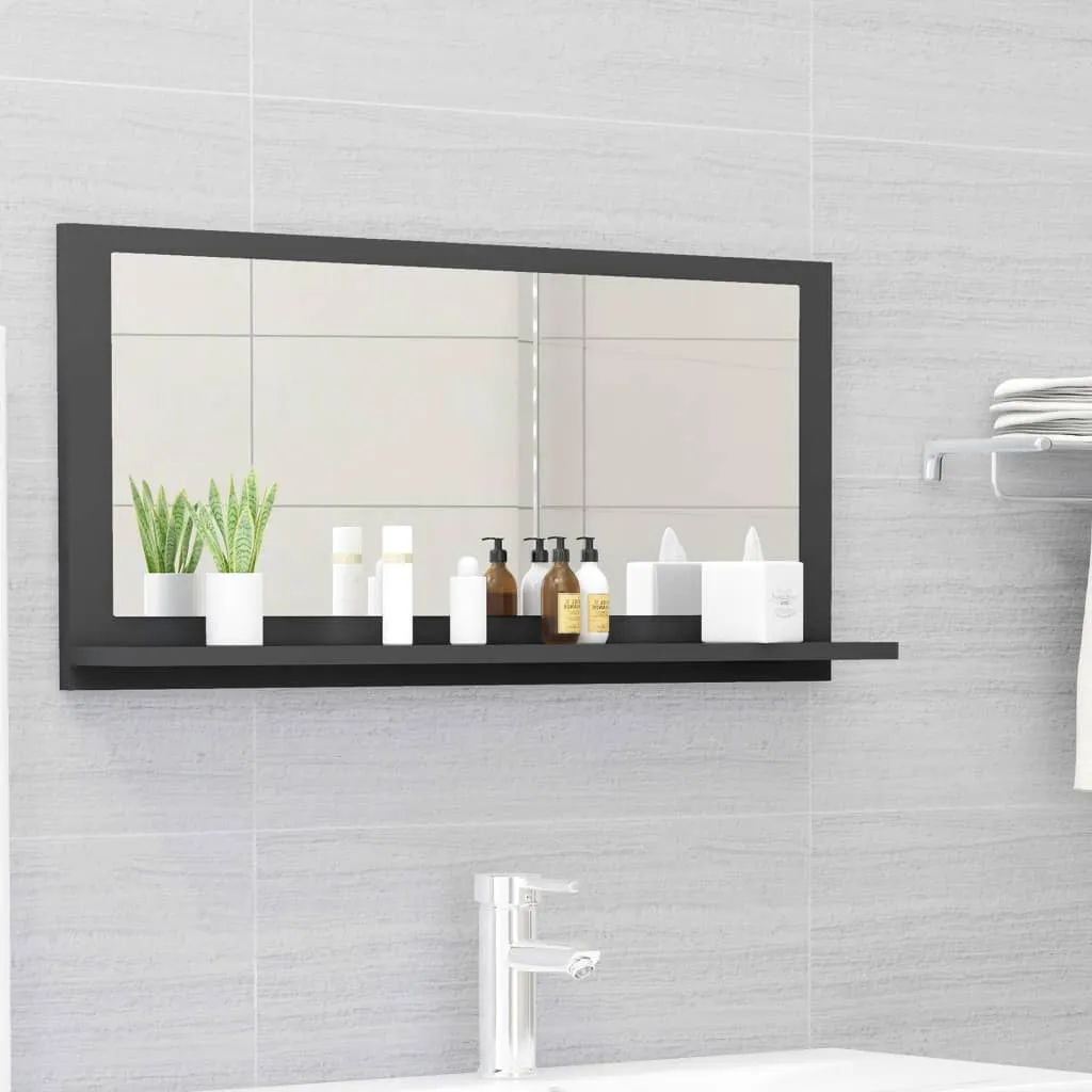 vidaXL Specchio da Bagno Grigio 80x10,5x37 cm in Legno Multistrato