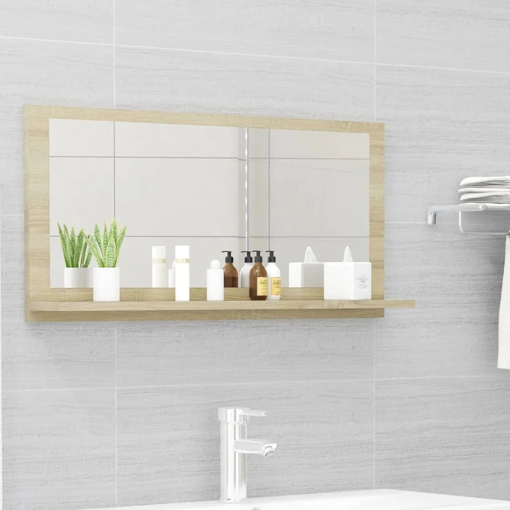 vidaXL Specchio da Bagno Rovere Sonoma 80x10,5x37 cm Legno Multistrato