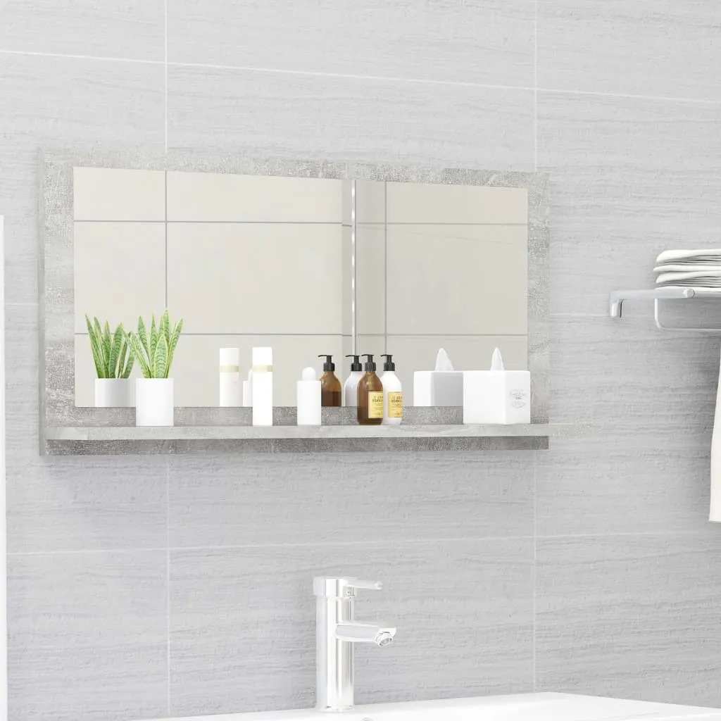 vidaXL Specchio da Bagno Grigio Cemento 80x10,5x37cm Legno Multistrato