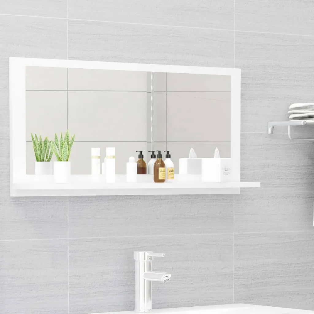 vidaXL Specchio da Bagno Bianco Lucido 80x10,5x37 cm Legno Multistrato