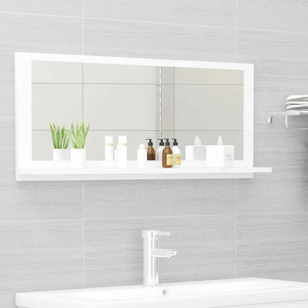 vidaXL Specchio da Bagno Bianco 90x10,5x37 cm in Legno Multistrato