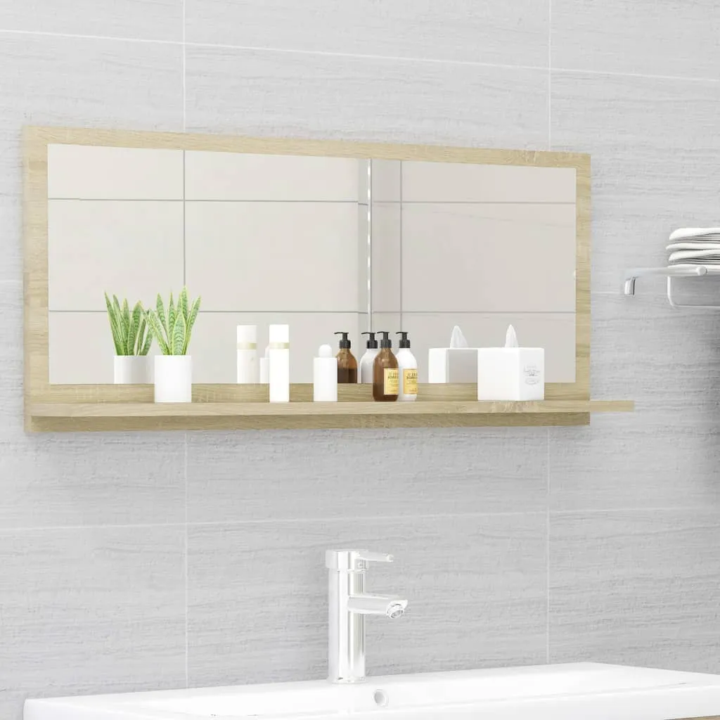 vidaXL Specchio da Bagno Rovere Sonoma 90x10,5x37 cm Legno Multistrato