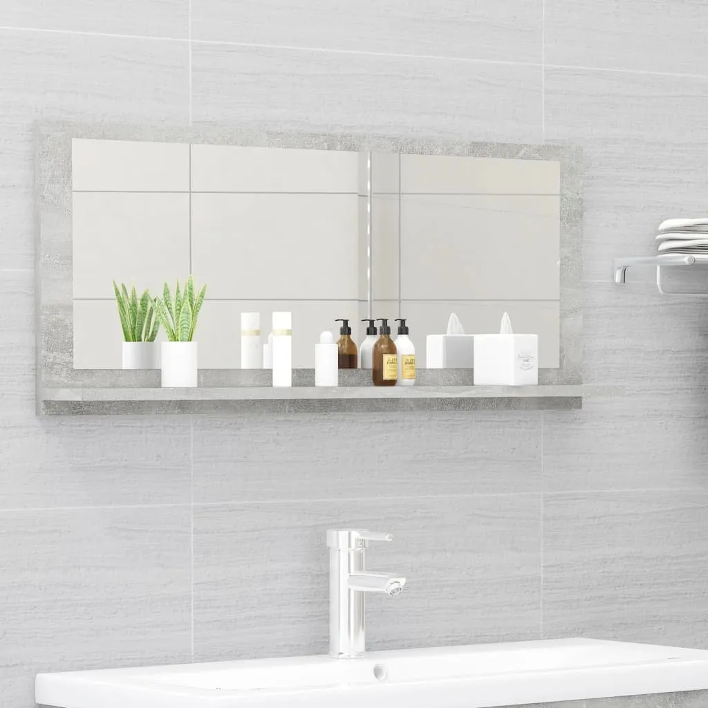 vidaXL Specchio da Bagno Grigio Cemento 90x10,5x37cm Legno Multistrato