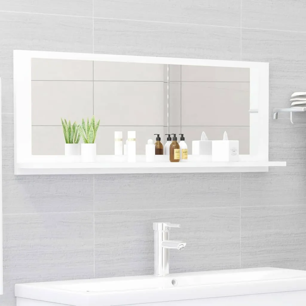 vidaXL Specchio da Bagno Bianco 100x10,5x37 cm in Legno Multistrato