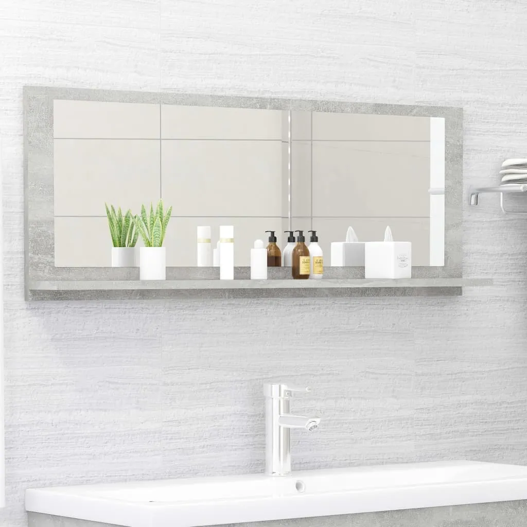 vidaXL Specchio Bagno Grigio Cemento 100x10,5x37cm Legno Multistrato