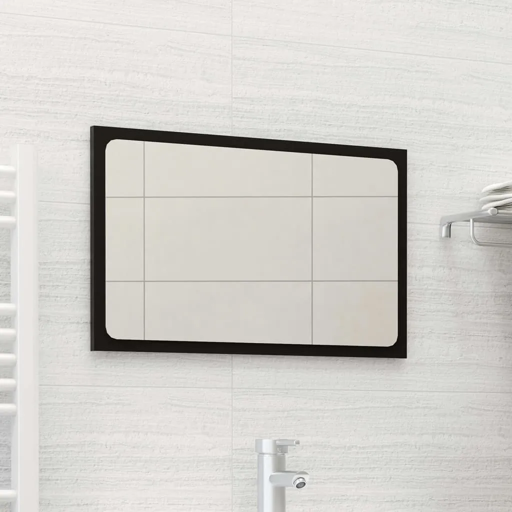 vidaXL Specchio da Bagno Nero 60x1,5x37 cm in Legno Multistrato