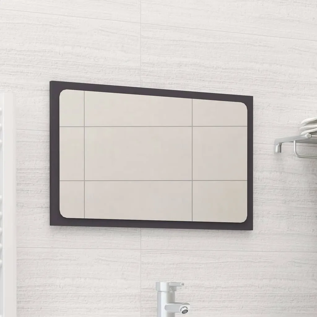 vidaXL Specchio da Bagno Grigio 60x1,5x37 cm in Legno Multistrato