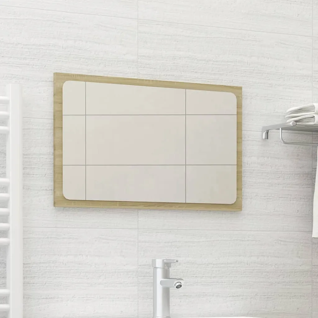 vidaXL Specchio da Bagno Rovere Sonoma 60x1,5x37 cm Legno Multistrato