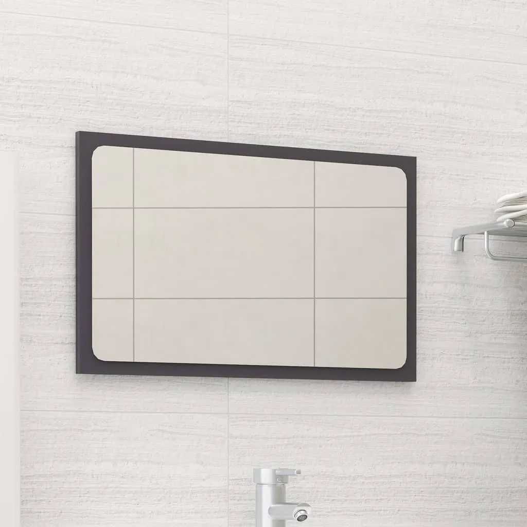 vidaXL Specchio da Bagno Grigio Lucido 60x1,5x37 cm Legno Multistrato