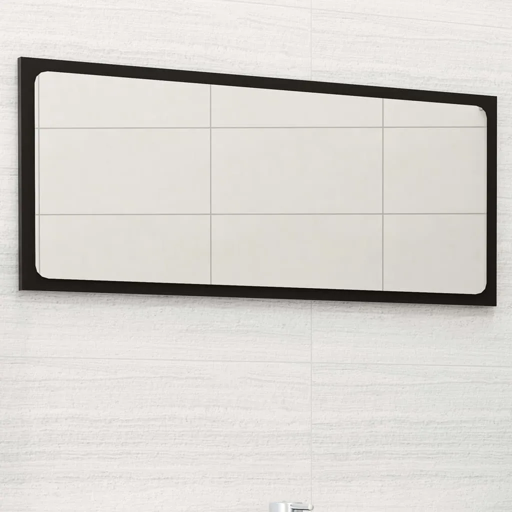 vidaXL Specchio da Bagno Nero 80x1,5x37 cm in Legno Multistrato