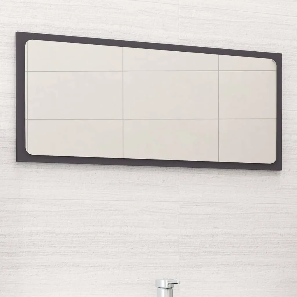 vidaXL Specchio da Bagno Grigio 80x1,5x37 cm in Legno Multistrato