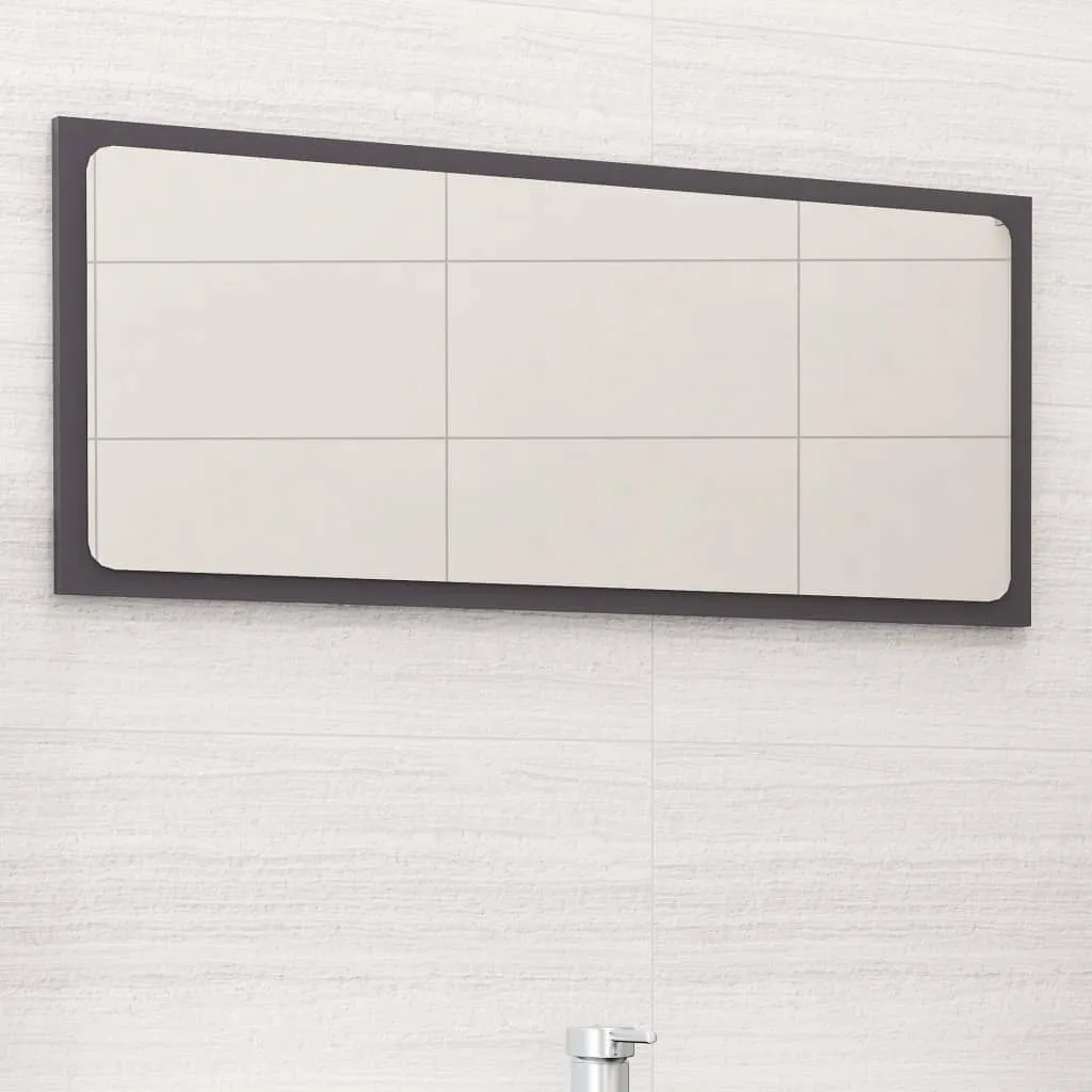 vidaXL Specchio da Bagno Grigio Lucido 80x1,5x37 cm Legno Multistrato