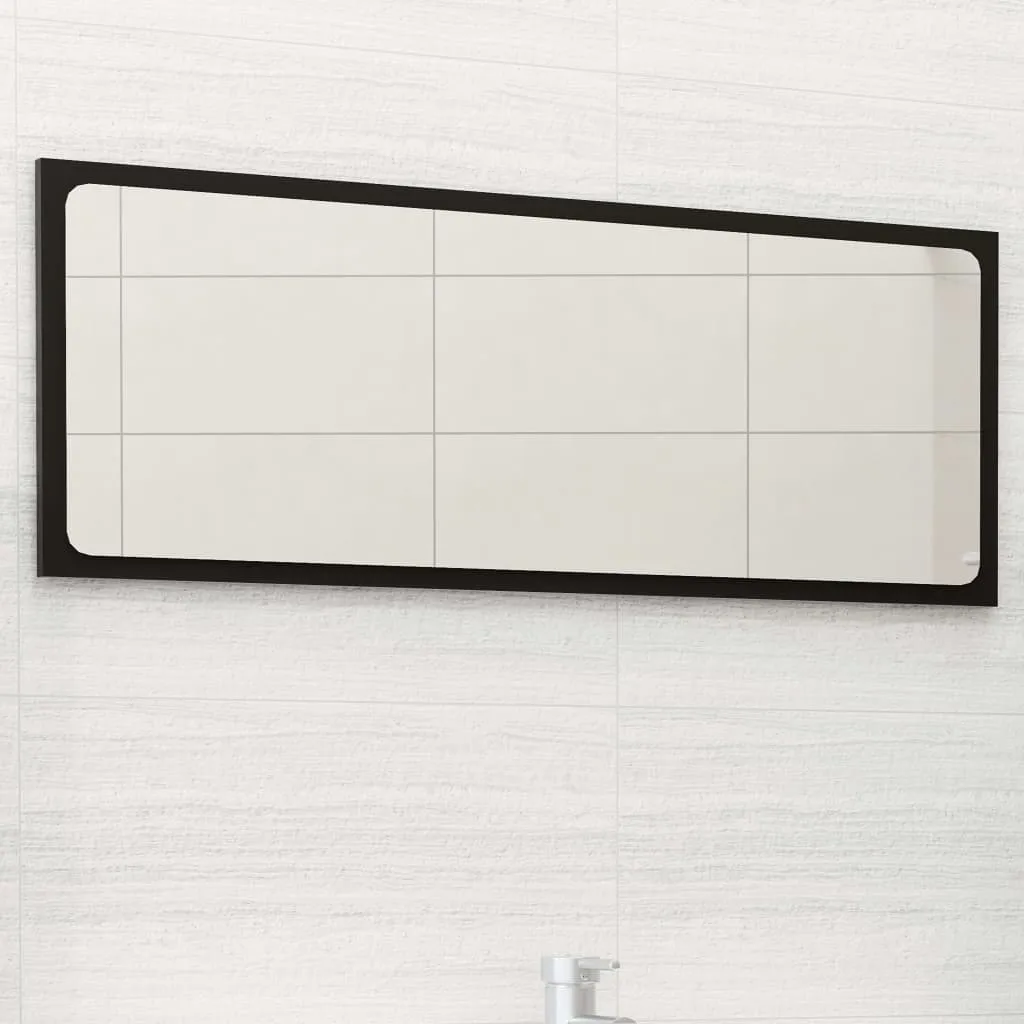 vidaXL Specchio da Bagno Nero 90x1,5x37 cm in Legno Multistrato