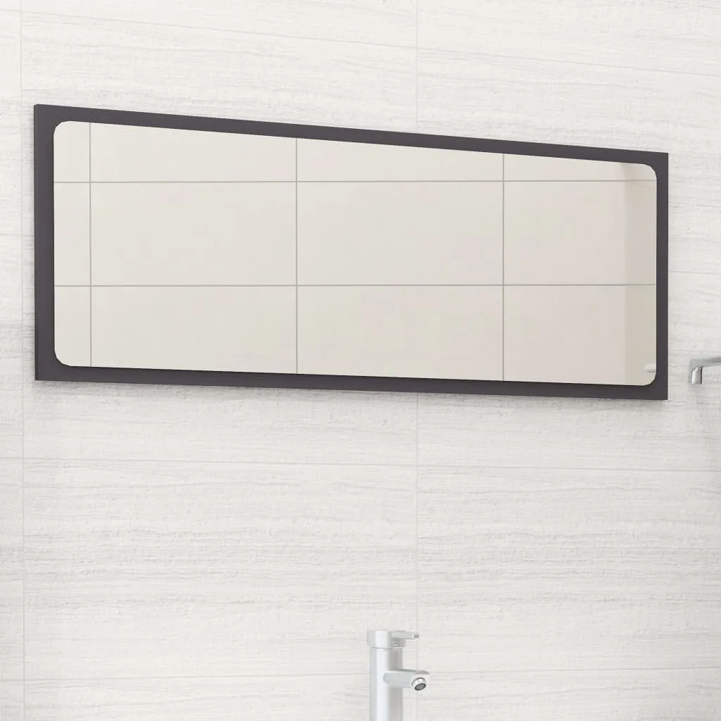 vidaXL Specchio da Bagno Grigio 90x1,5x37 cm in Legno Multistrato