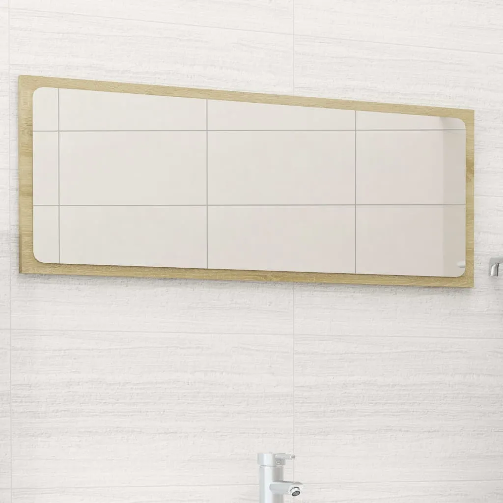 vidaXL Specchio da Bagno Rovere Sonoma 90x1,5x37 cm Legno Multistrato