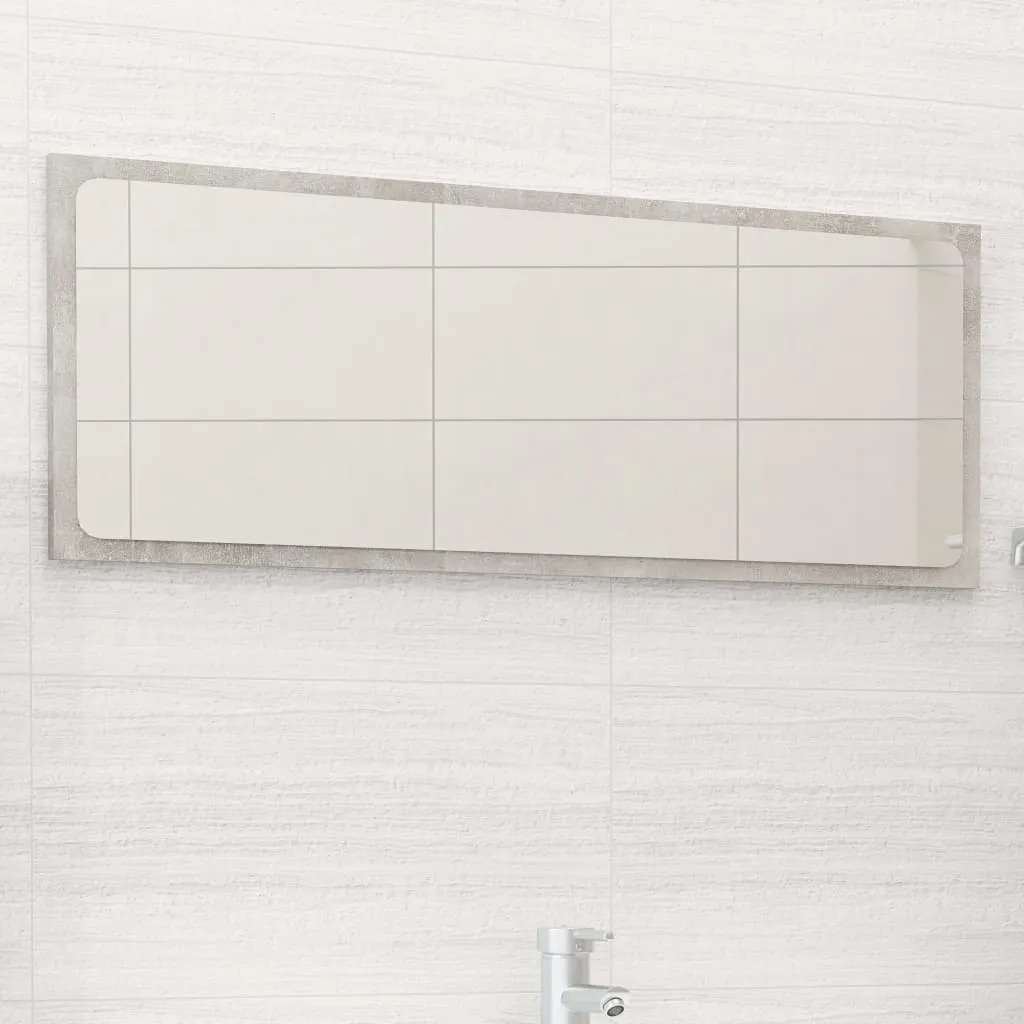 vidaXL Specchio da Bagno Grigio Cemento 90x1,5x37 cm Legno Multistrato