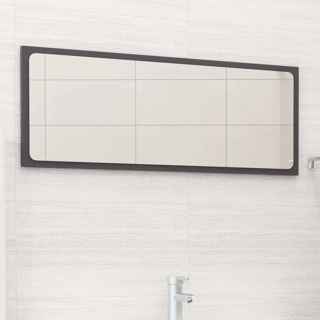 vidaXL Specchio da Bagno Grigio Lucido 90x1,5x37 cm Legno Multistrato