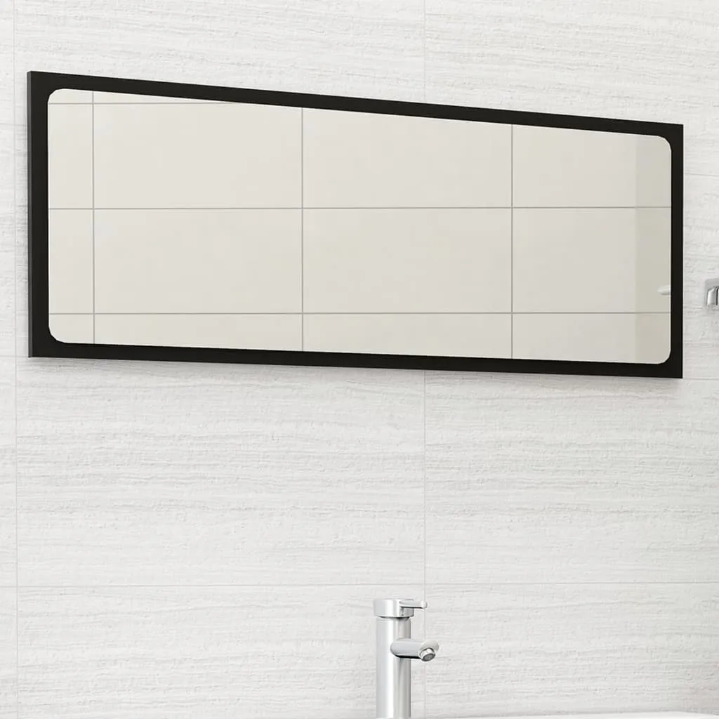 vidaXL Specchio da Bagno Nero 100x1,5x37 cm in Legno Multistrato