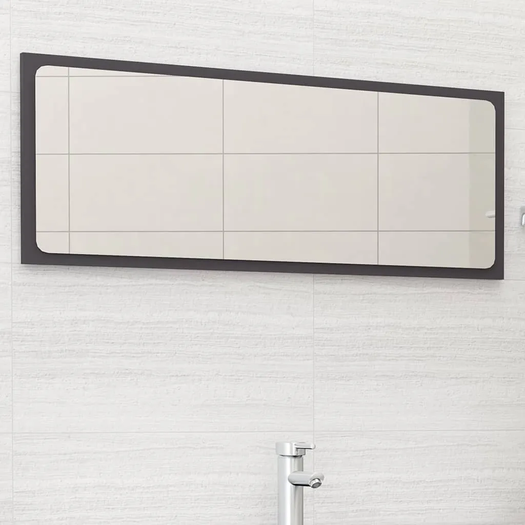 vidaXL Specchio da Bagno Grigio 100x1,5x37 cm in Legno Multistrato