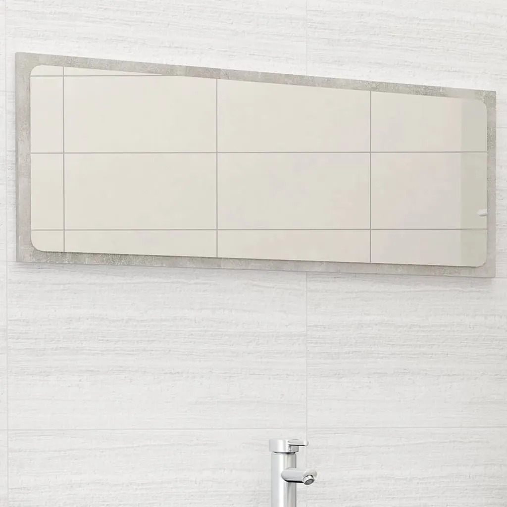 vidaXL Specchio da Bagno Grigio Cemento 100x1,5x37cm Legno Multistrato