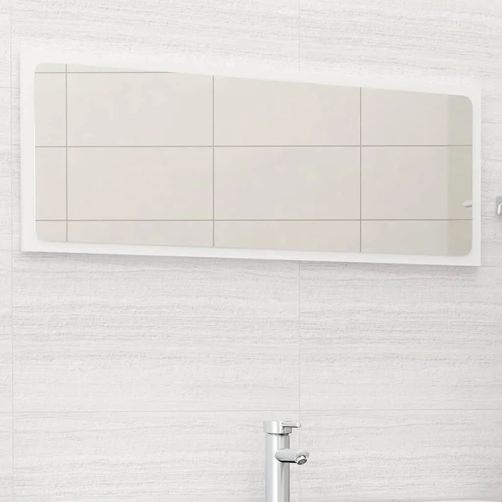 vidaXL Specchio da Bagno Bianco Lucido 100x1,5x37 cm Legno Multistrato