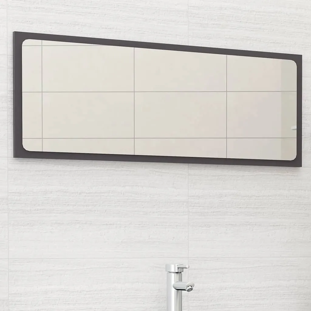 vidaXL Specchio da Bagno Grigio Lucido 100x1,5x37 cm Legno Multistrato