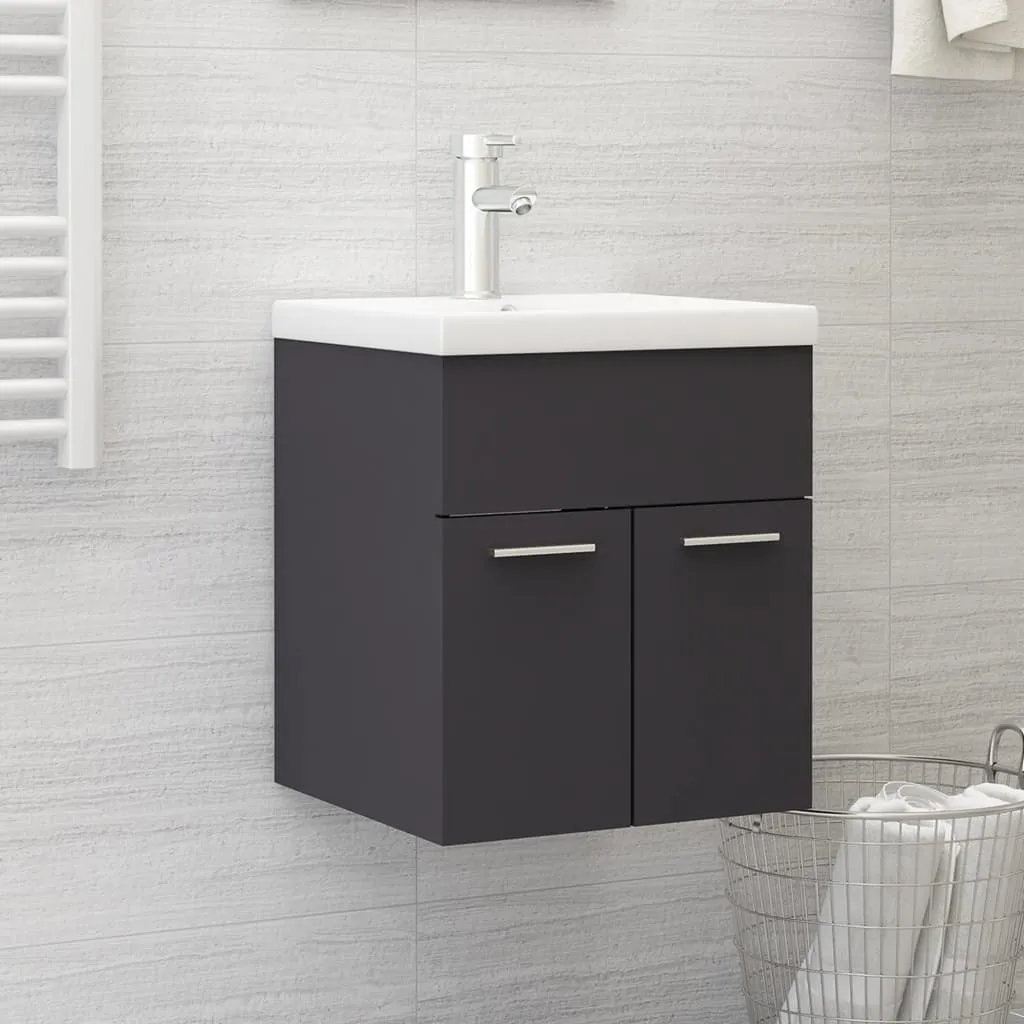 vidaXL Mobile Sottolavabo Grigio 41x38,5x46 cm in Legno Multistrato