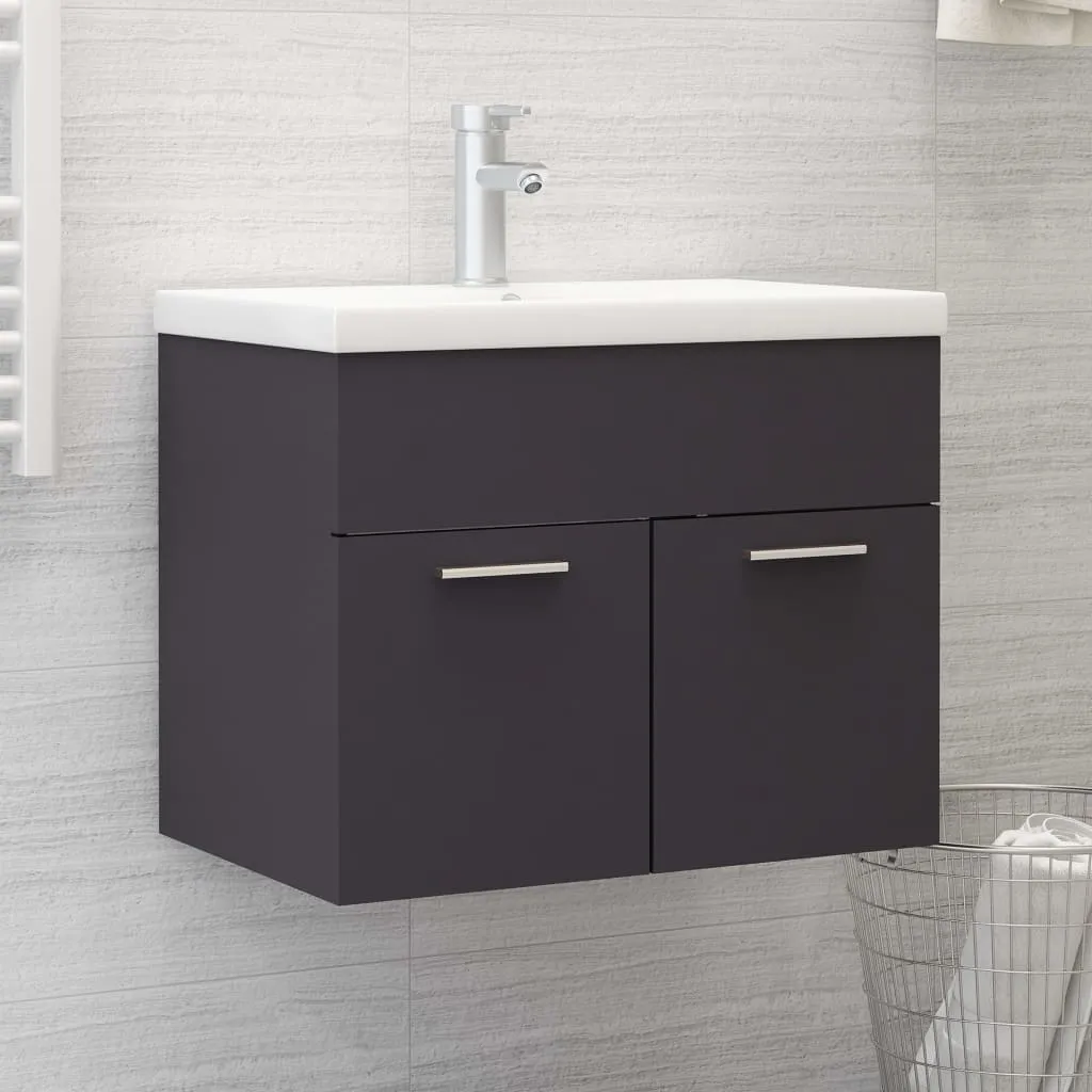 vidaXL Mobile Sottolavabo Grigio 60x38,5x46 cm in Legno Multistrato