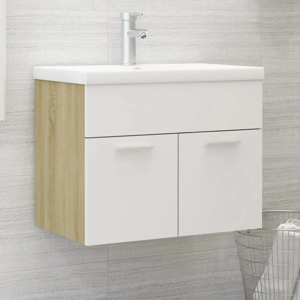 vidaXL Mobile Sottolavabo Bianco Rovere Sonoma 60x38,5x46 Multistrato