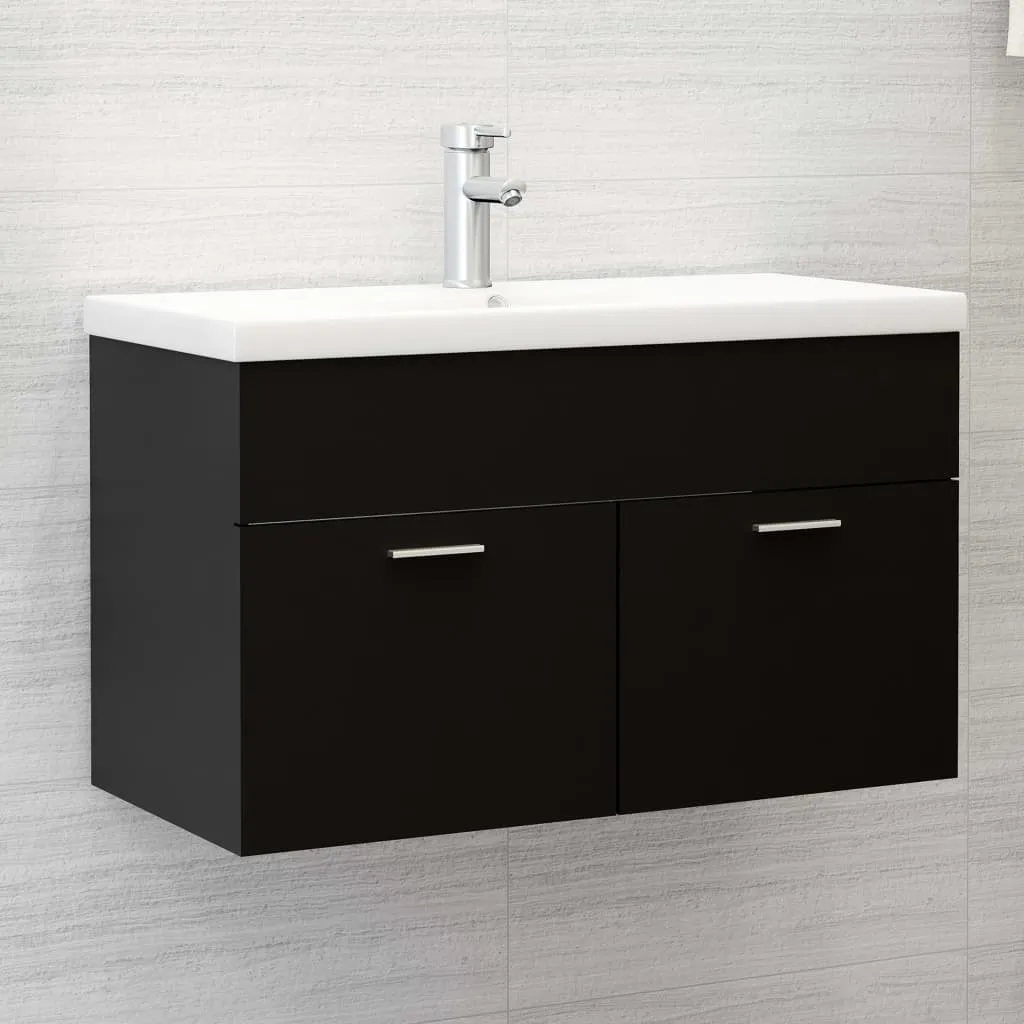 vidaXL Mobile Sottolavabo Nero 80x38,5x46 cm in Legno Multistrato