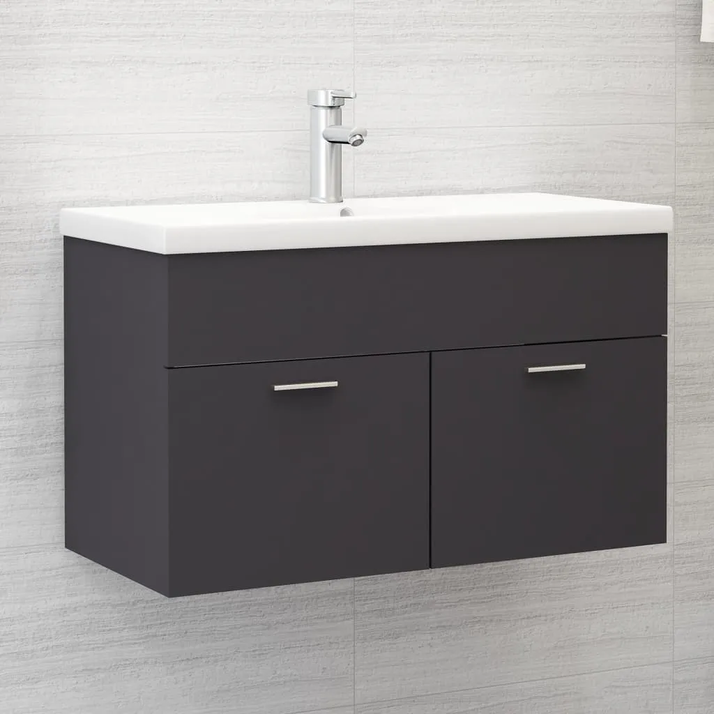 vidaXL Mobile Sottolavabo Grigio 80x38,5x46 cm in Legno Multistrato