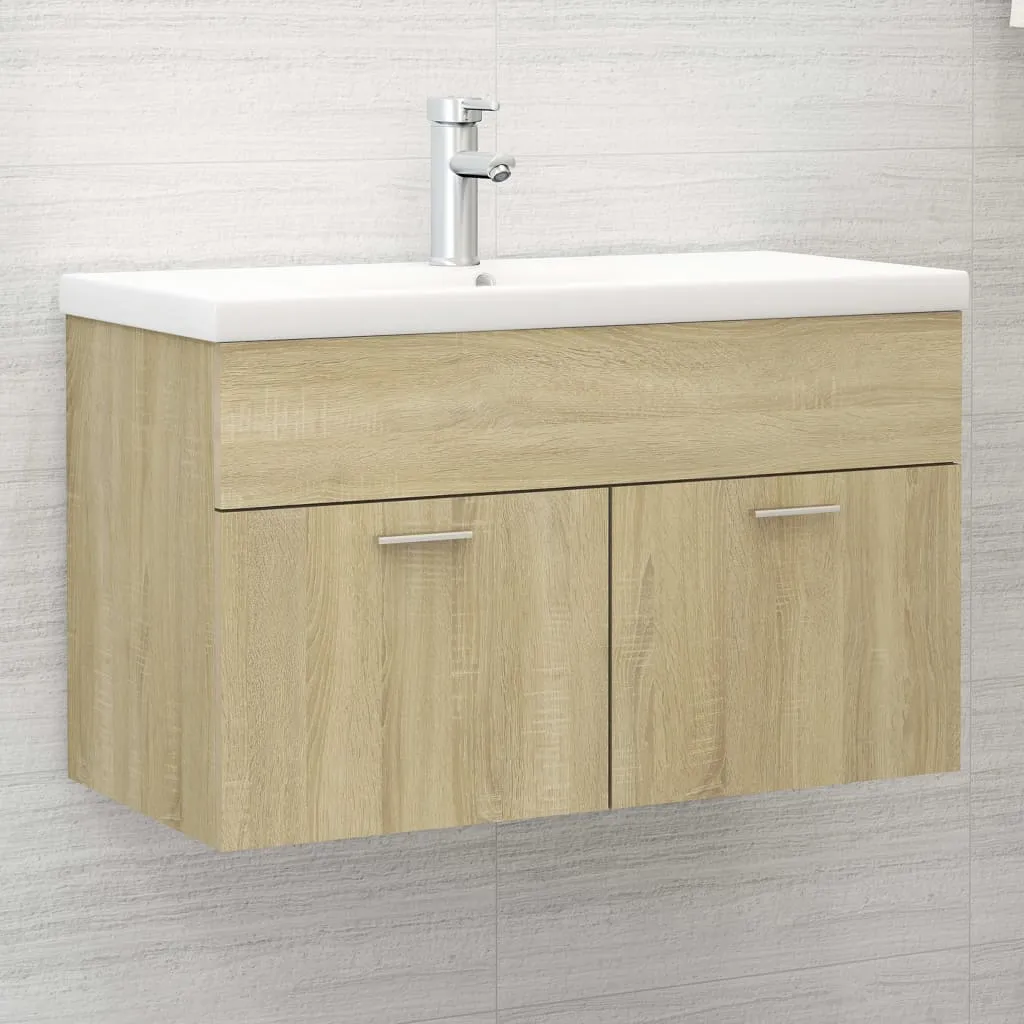 vidaXL Mobile Sottolavabo Rovere Sonoma 80x38,5x46cm Legno Multistrato