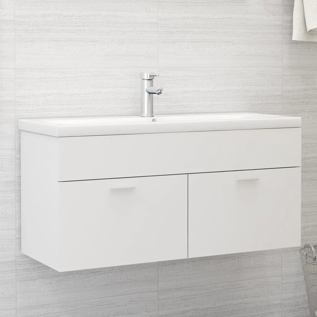 vidaXL Mobile Lavabo Bianco 100x38,5x46 cm in Legno Multistrato