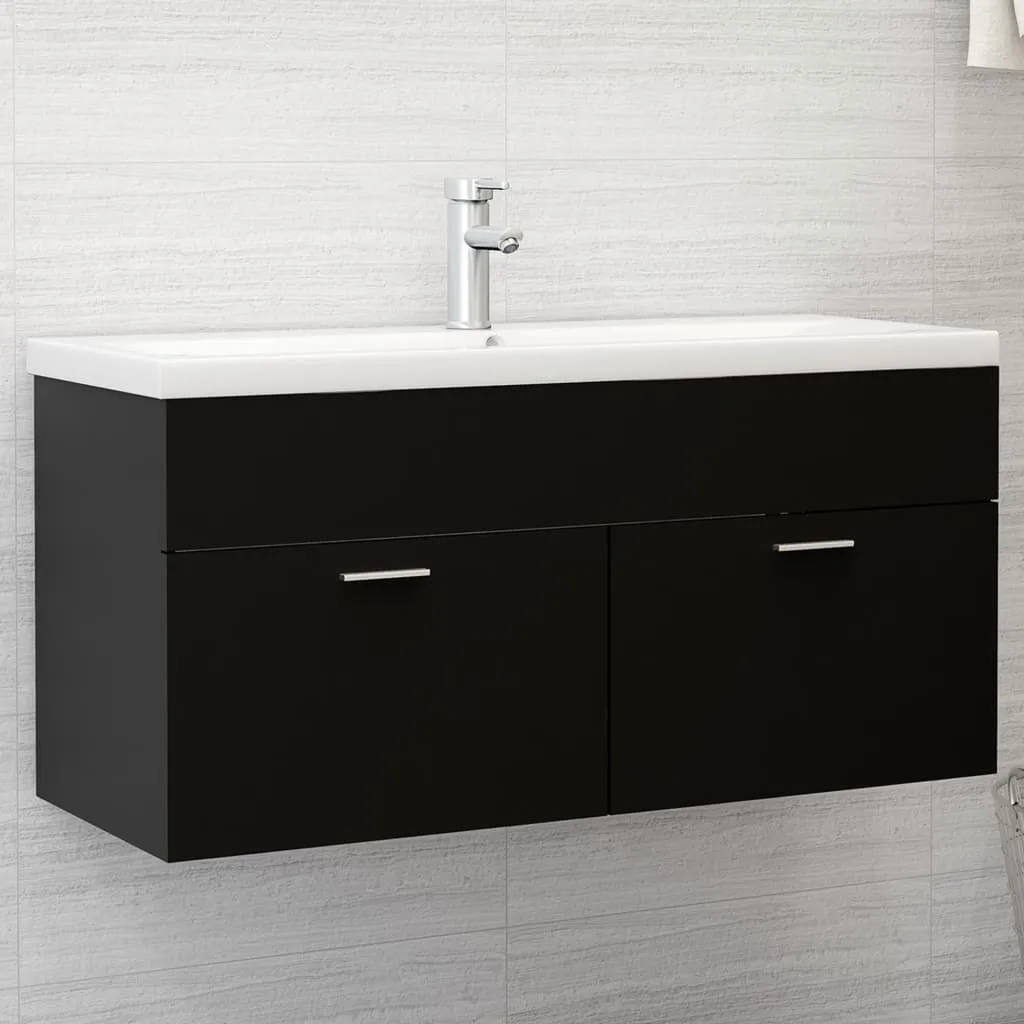 vidaXL Mobile Lavabo Nero 100x38,5x46 cm in Legno Multistrato