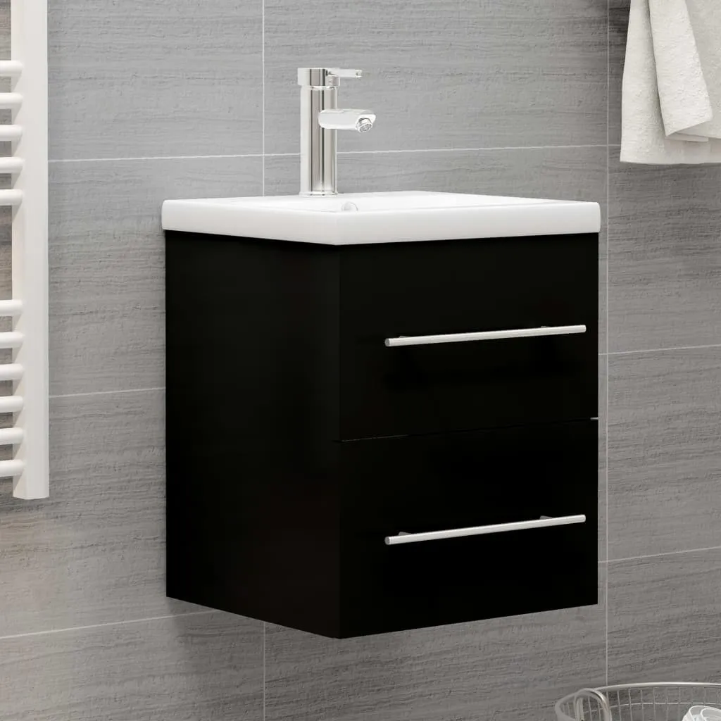 vidaXL Mobile Lavabo Nero 41x38,5x48 cm in Legno Multistrato