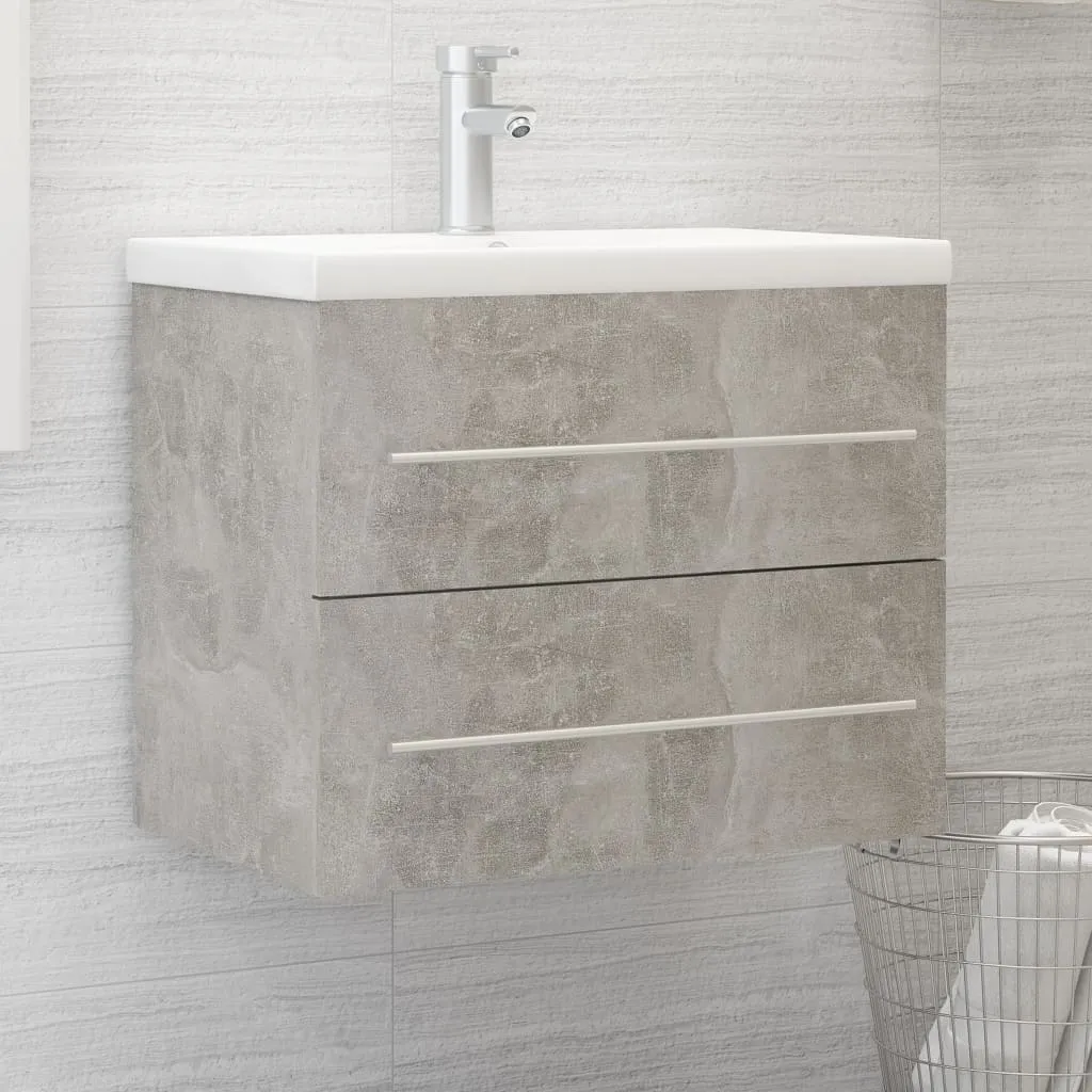 vidaXL Mobile Lavabo Grigio Cemento 60x38,5x48 cm in Legno Multistrato