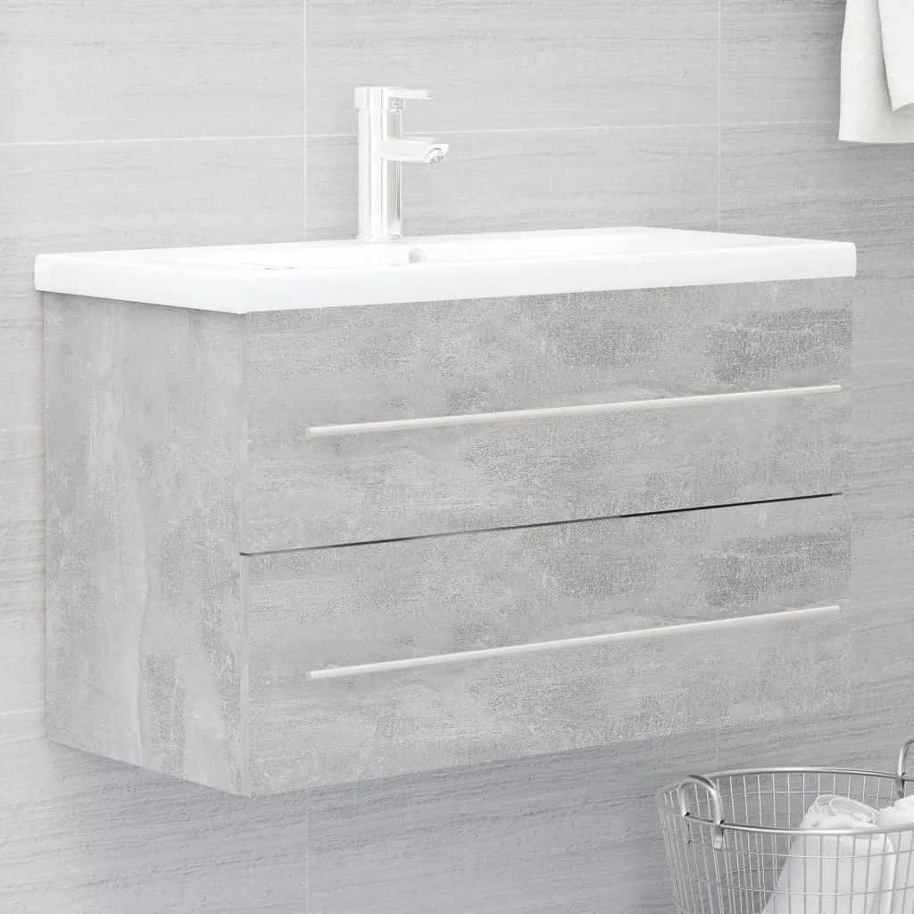 vidaXL Mobile Lavabo Grigio Cemento 80x38,5x48 cm in Legno Multistrato