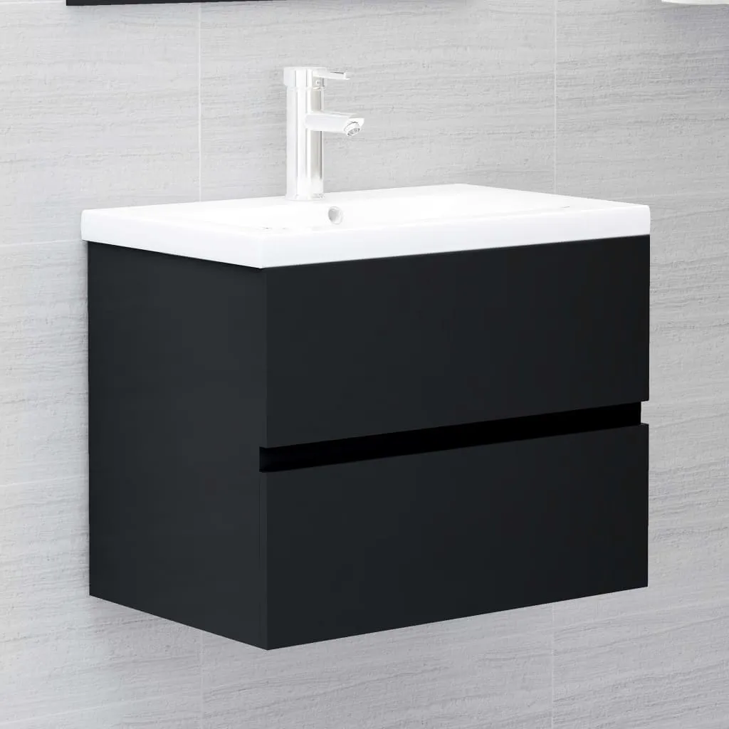 vidaXL Mobile Lavabo Nero 60x38,5x45 cm in Legno Multistrato