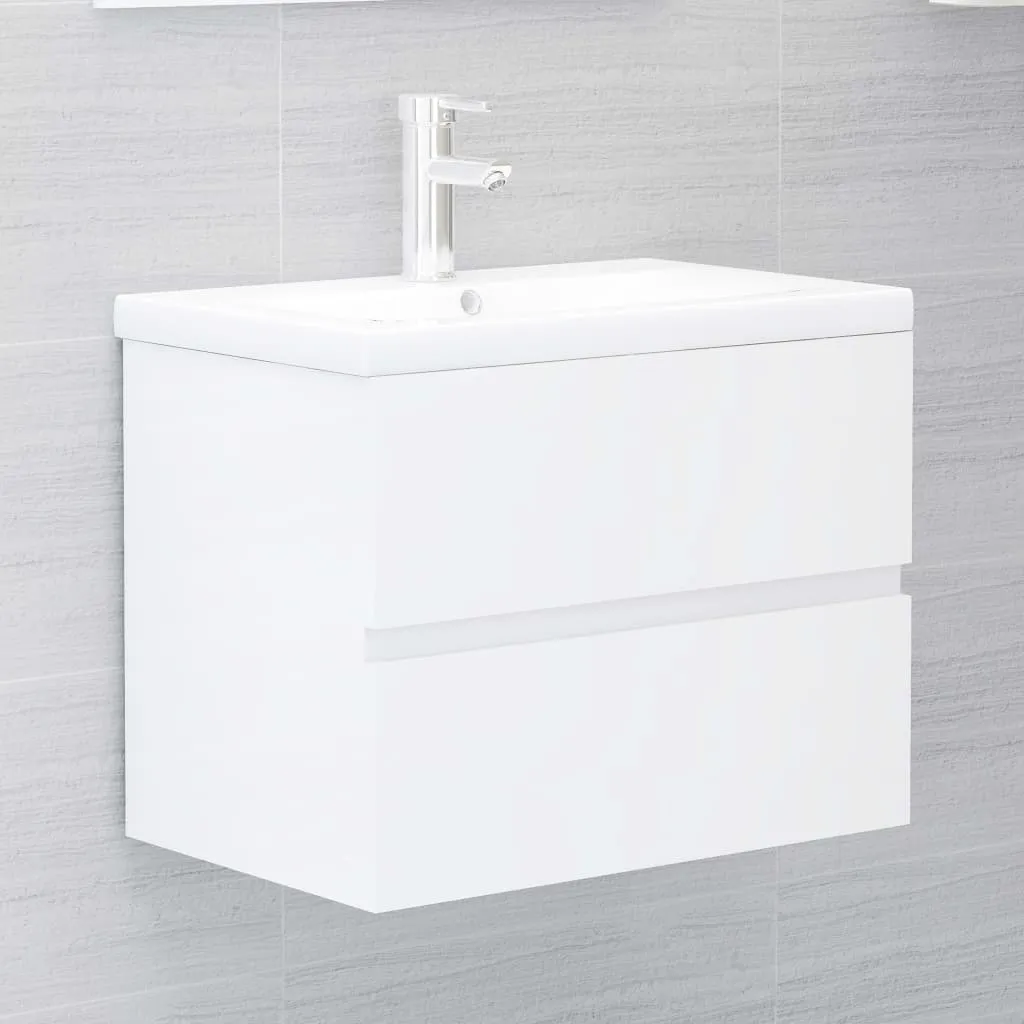 vidaXL Mobile Lavabo Bianco Lucido 60x38,5x45 cm in Legno Multistrato