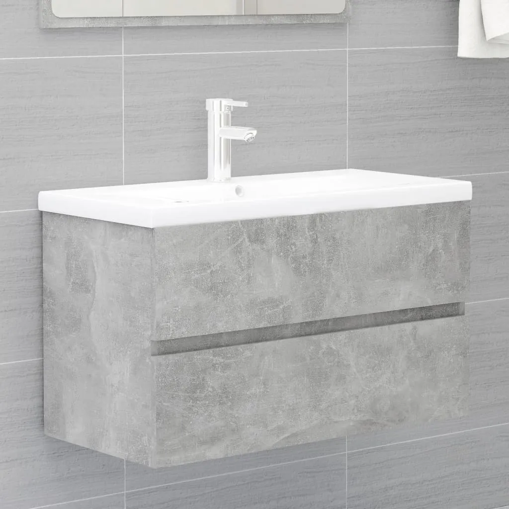 vidaXL Mobile Lavabo Grigio Cemento 80x38,5x45 cm in Legno Multistrato