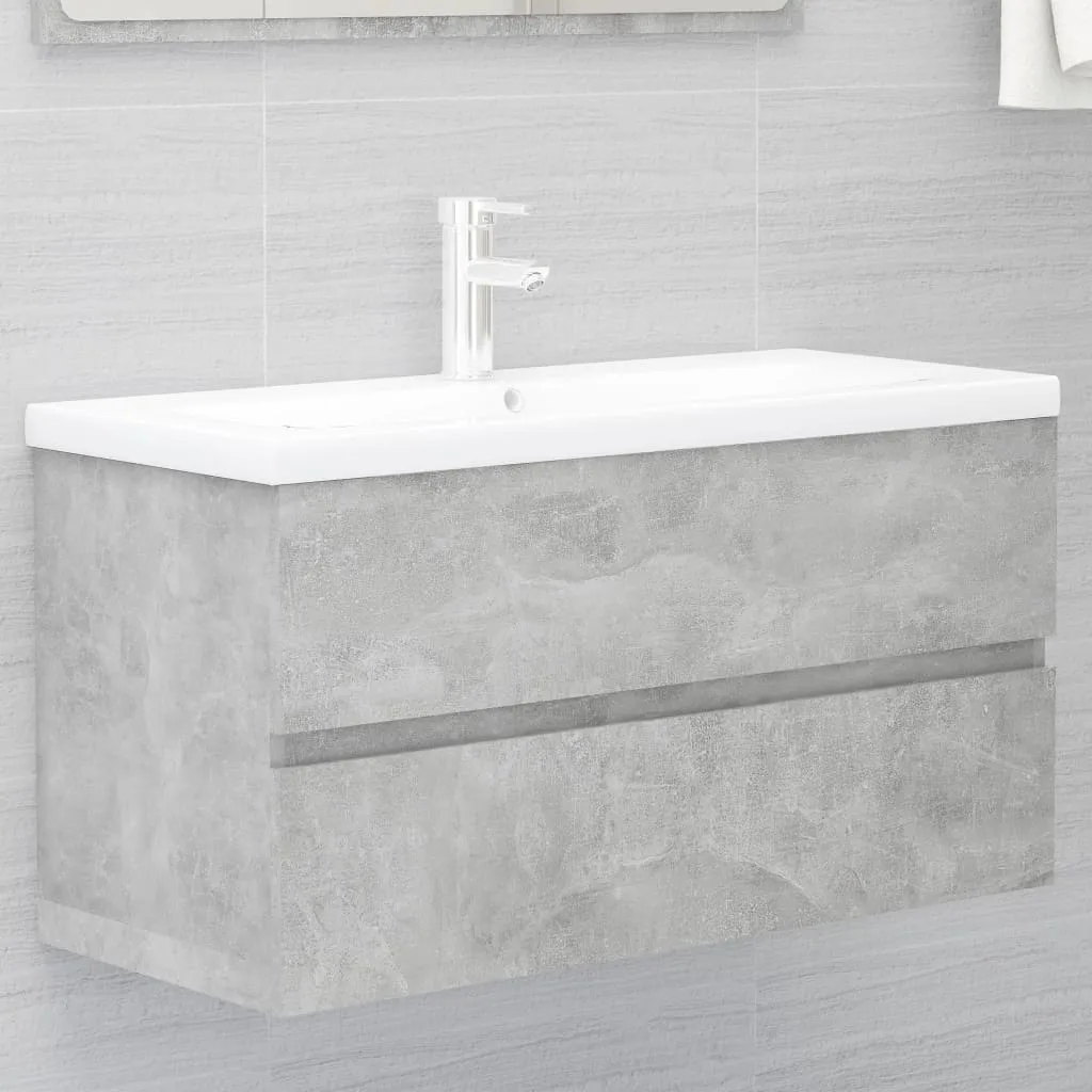 vidaXL Mobile Lavabo Grigio Cemento 90x38,5x45 cm in Legno Multistrato