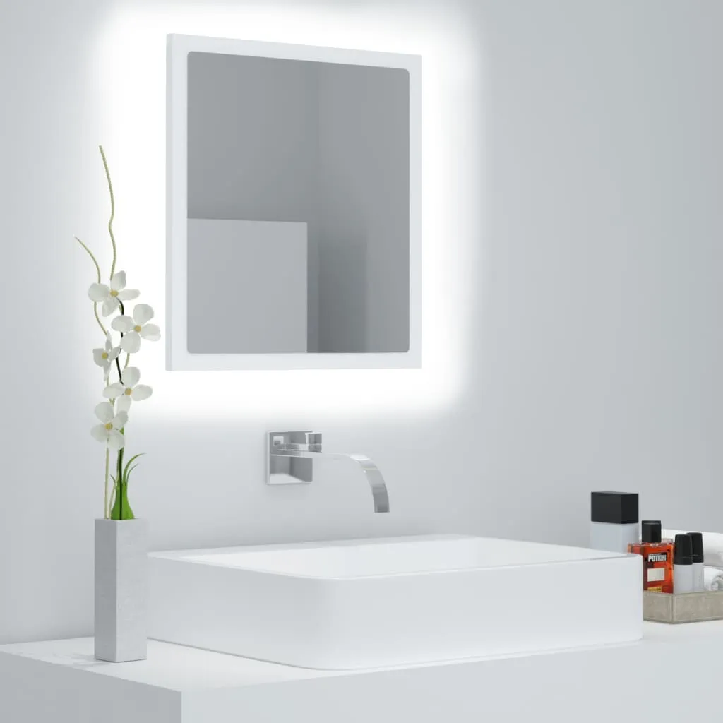 vidaXL Specchio da Bagno con LED Bianco 40x8,5x37 cm in Acrilico