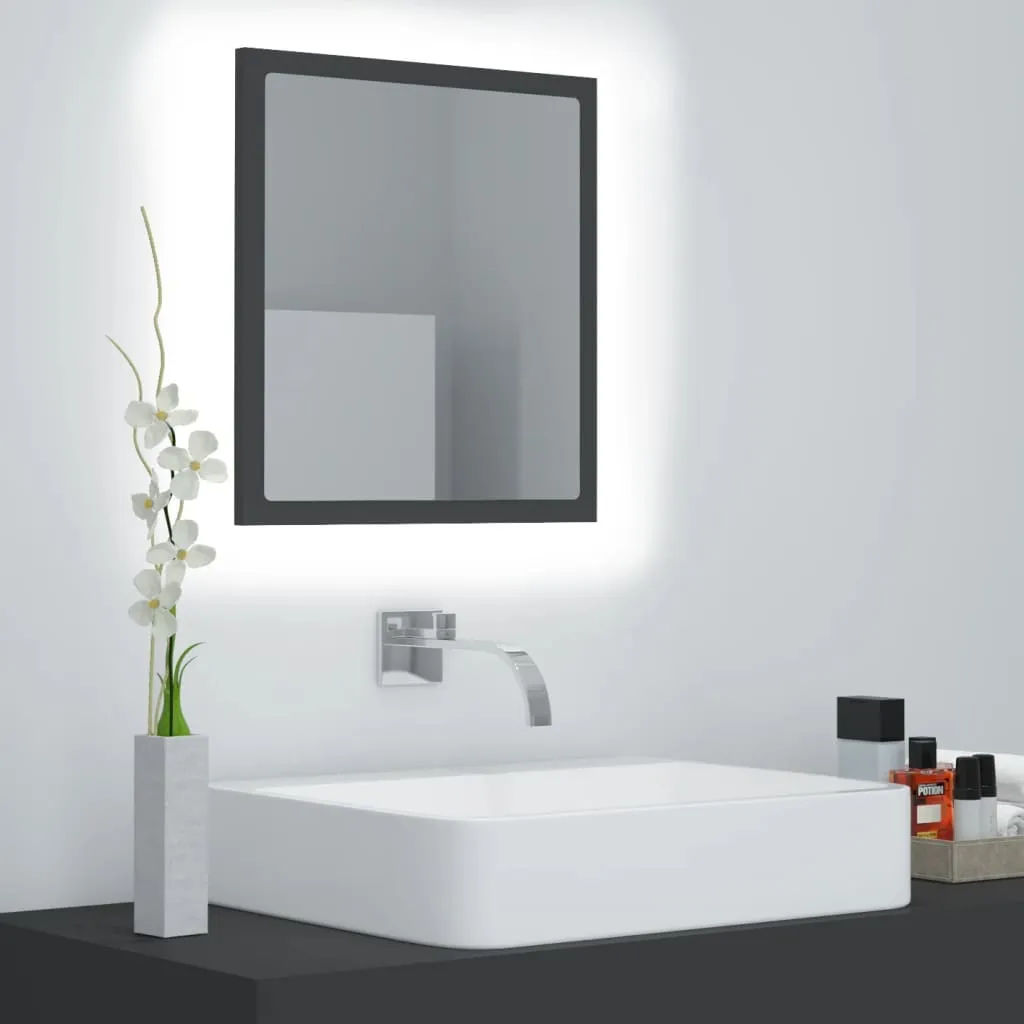 vidaXL Specchio da Bagno a LED Grigio 40x8,5x37 cm in Acrilico