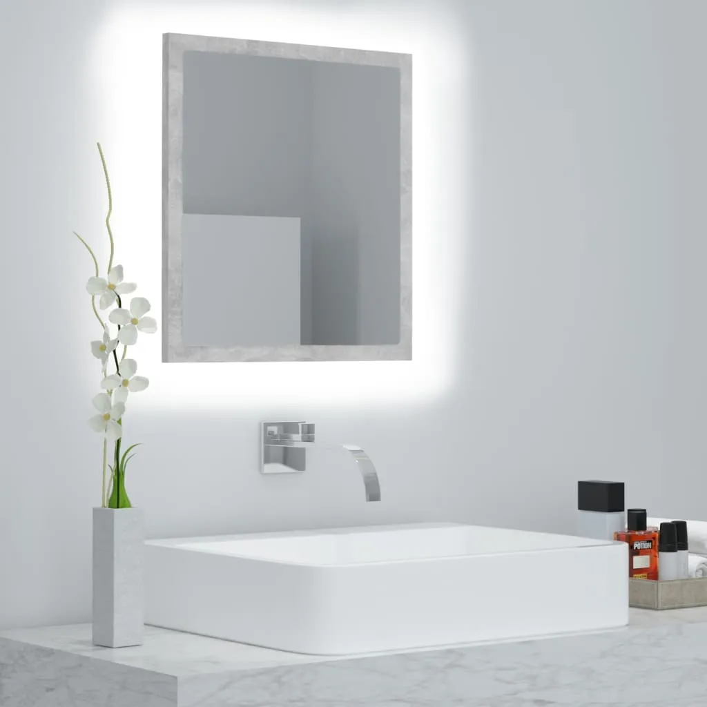 vidaXL Specchio da Bagno a LED Grigio 40x8,5x37 cm in Acrilico