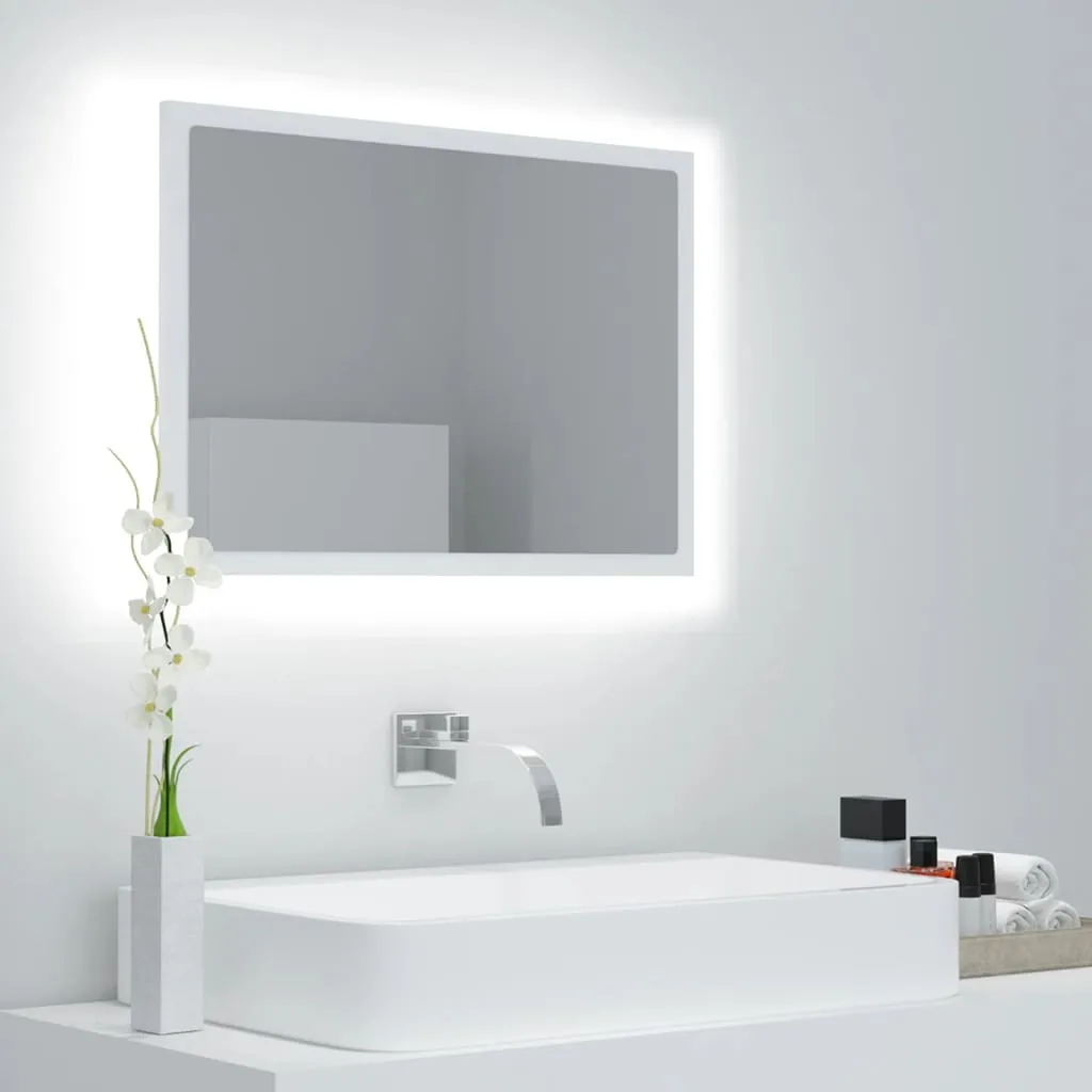 vidaXL Specchio da Bagno con LED Bianco 60x8,5x37 cm in Acrilico