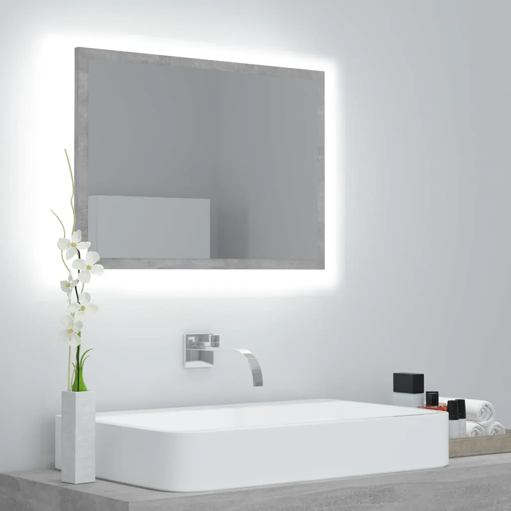 vidaXL Specchio da Bagno a LED Grigio 60x8,5x37 cm in Acrilico