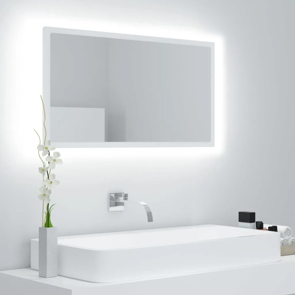 vidaXL Specchio da Bagno con LED Bianco 80x8,5x37 cm in Acrilico