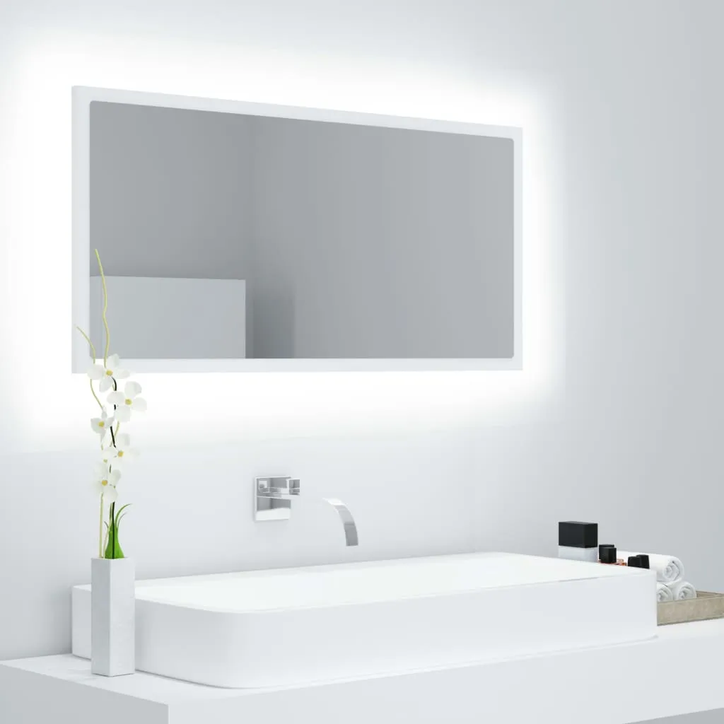 vidaXL Specchio da Bagno con LED Bianco 90x8,5x37 cm in Acrilico