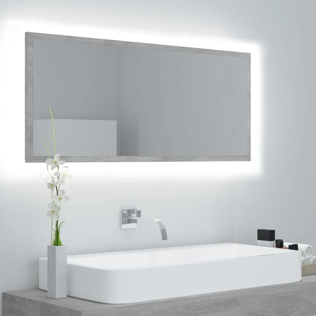 vidaXL Specchio da Bagno a LED Grigio 100x8,5x37 cm in Acrilico